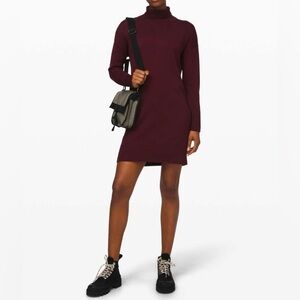 Lululemon Size L Softer Still Dress Garnet Maroon High Neck Knitted